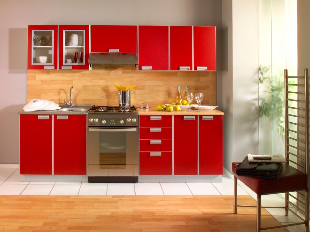 Mobiliario de cocina rojo